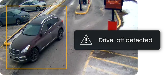 Proactive video showing a car driving away from a pay parking lot
